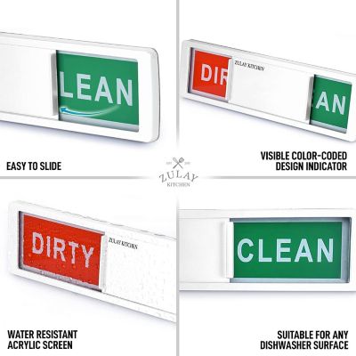 Zulay Kitchen Dishwasher Clean Dirty Magnet Sign White Image 3