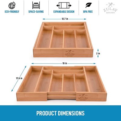 Zulay Kitchen Expandable Bamboo Kitchen Drawer Organizer Image 2