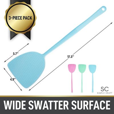 Zulay Kitchen Simple Craft 3 Pack Fly Swatters Heavy Duty Set Image 2
