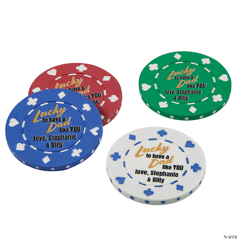 1 1/2" Bulk 100 Pc. Personalized Father&amp;#8217;s Day Plastic Poker Chips Image
