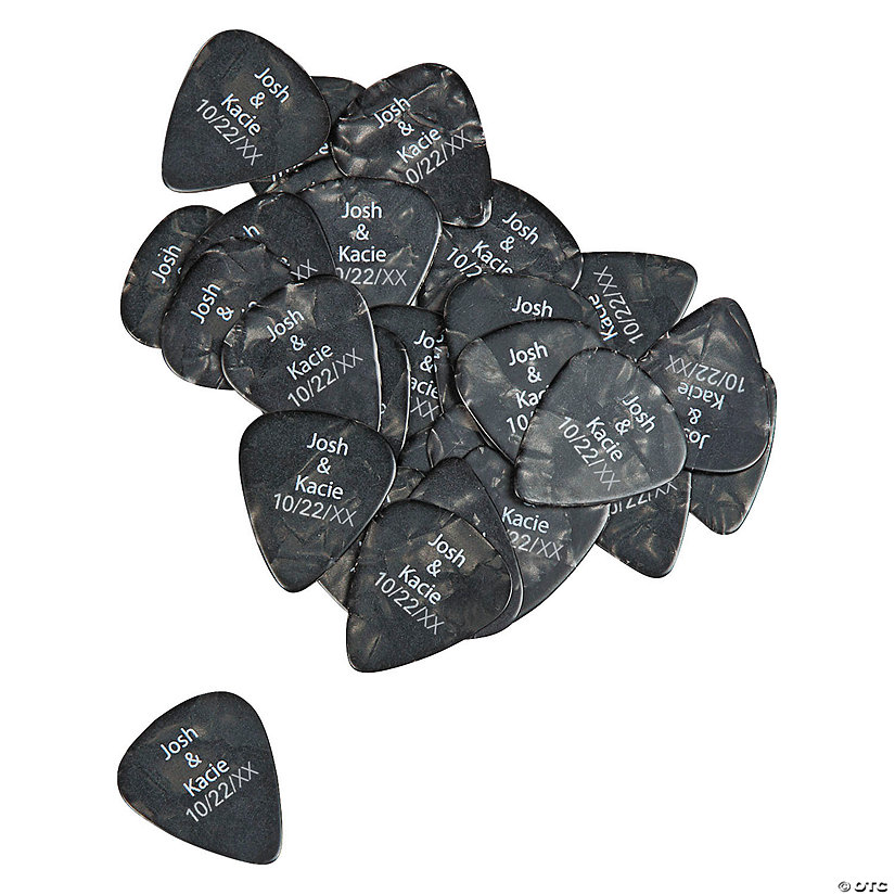 1" Bulk  100 Pc. Personalized Marble Black Plastic Guitar Picks Image Thumbnail