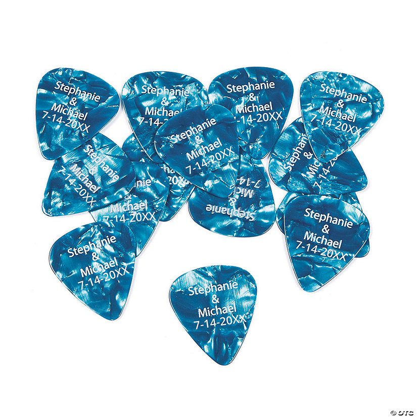 1" Bulk 100 Pc. Personalized Message Blue Textured Guitar Picks Image