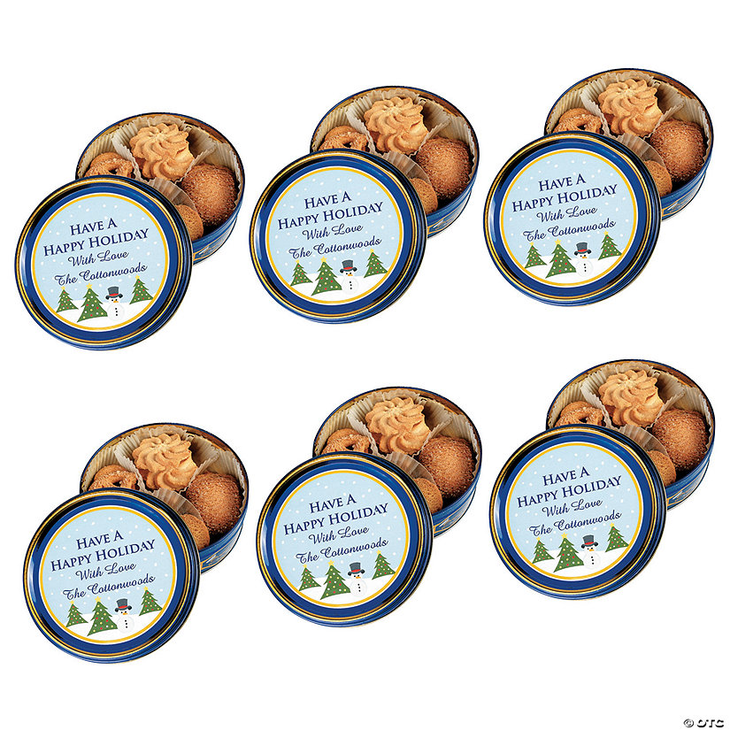 1 lb. 8 oz. Personalized Have a Happy Holiday Butter Cookie Tins - 6 Pc. Image