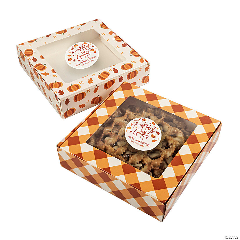 10" x 10" Personalized Fall Pattern Cardstock Pie Boxes - 6 Pc. Image