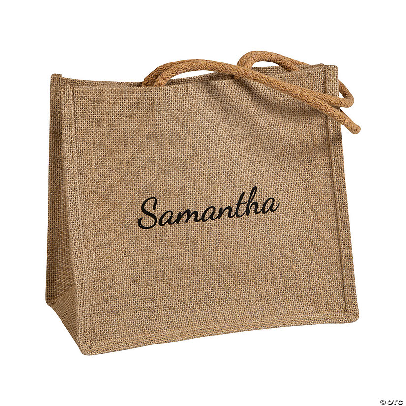 10" x 12" Personalized Medium Burlap Tote Bag Image