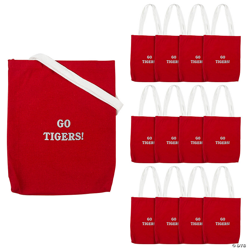10" x 12" Personalized Medium Red Canvas Tote Bags - 12 Pc. Image