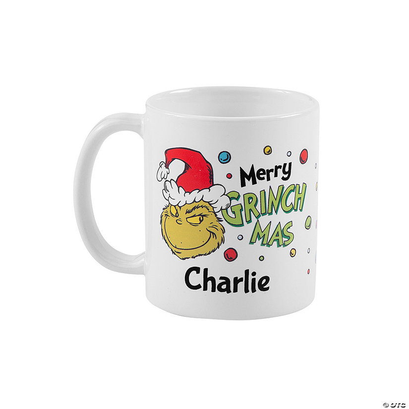 11 oz. Personalized Dr. Seuss&#8482; The Grinch&#8482; Merry Grinchmas Reusable Ceramic Mug Image