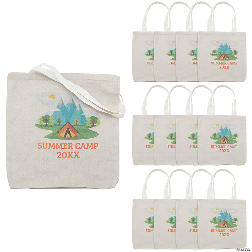12 3/4" x 12 3/4" Personalized Medium Camp Canvas Tote Bags &#8211; 12 Pc. Image Thumbnail