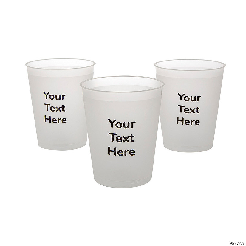 12 oz. Bulk 50 Ct. Personalized Small Open Text Frosted Reusable Plastic Cups Image Thumbnail
