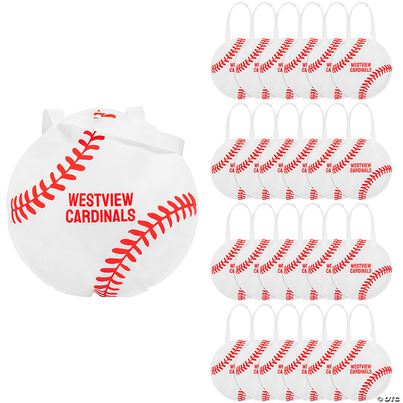 12" x 12" Personalized Medium Baseball-Shaped Nonwoven Tote Bags - 48 Pc. Image Thumbnail