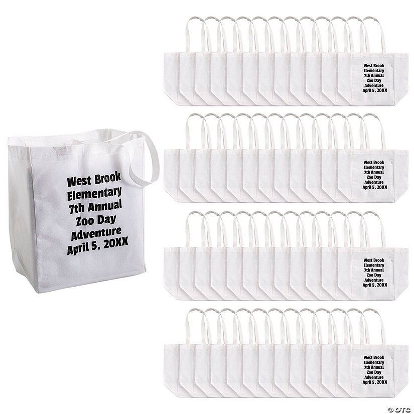 12" x 14" Personalized Bulk 48 Pc. Large White Shopper Nonwoven Tote Bags Image Thumbnail