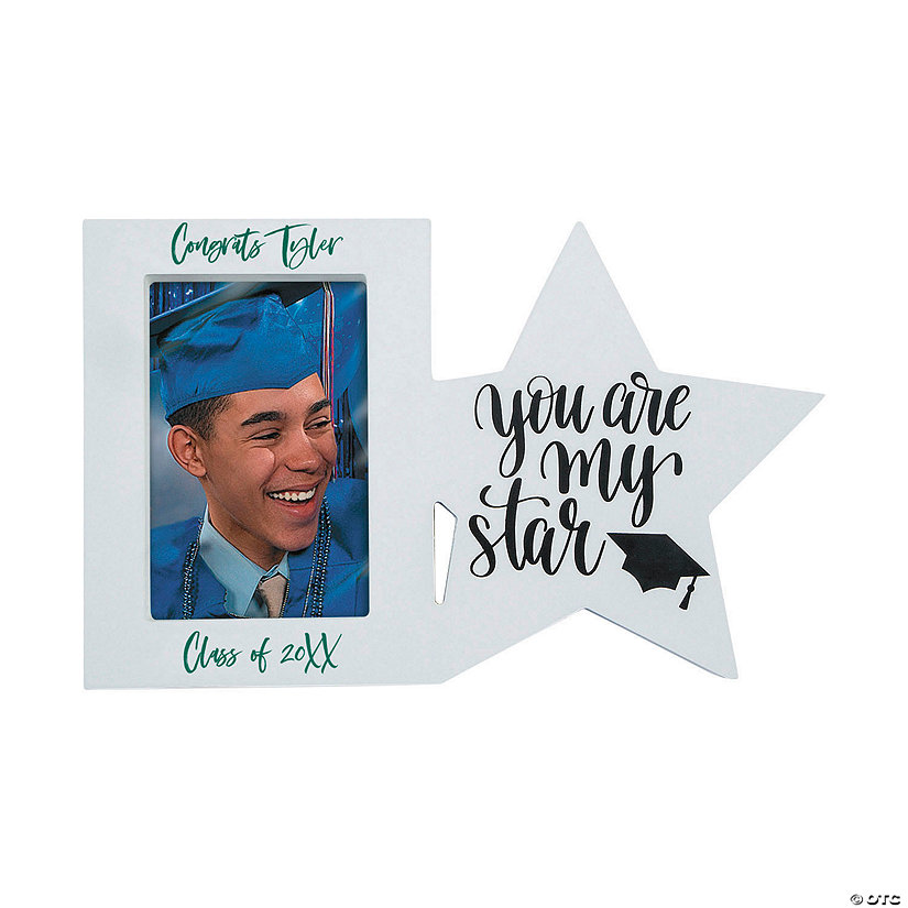 12" x 7 1/2" Personalized You Are My Star Graduation Grey Wood Picture Frame Image Thumbnail