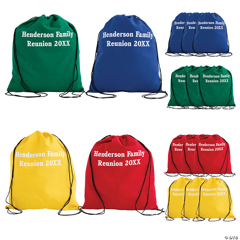 14 3/4" x 17 1/4" Personalized Large Bright Canvas Drawstring Bags - 12 Pc. Image Thumbnail
