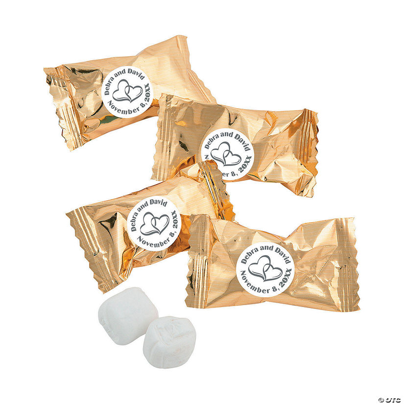 14 oz. Personalized Gold Two Hearts Mint Flavored Buttermints - 108 Pc. Image Thumbnail
