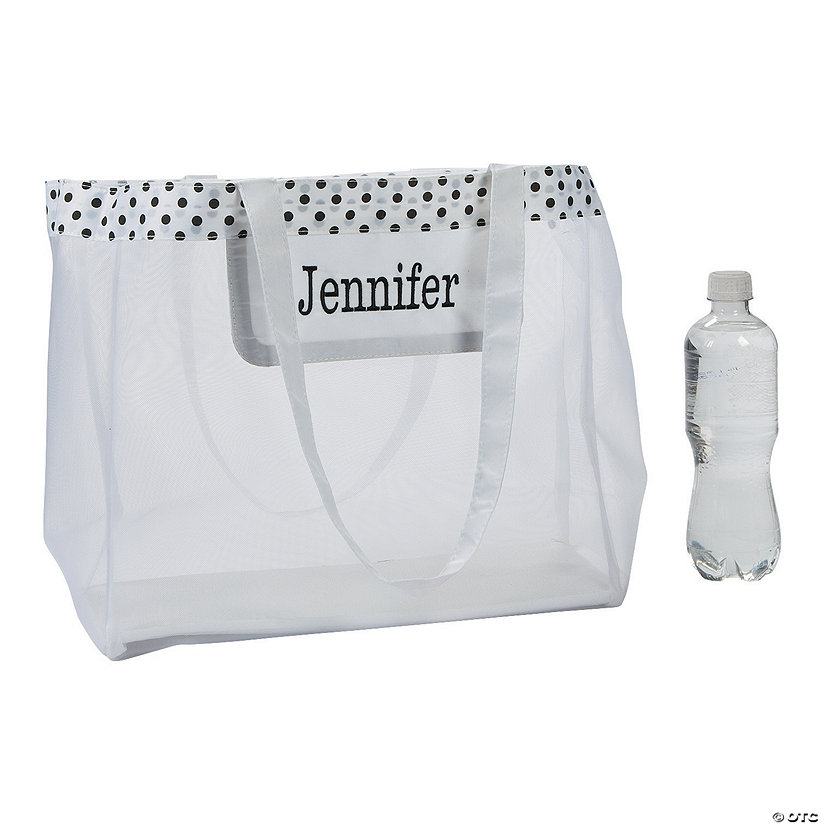 14" x 12" Personalized Large White Mesh Tote Bag Image