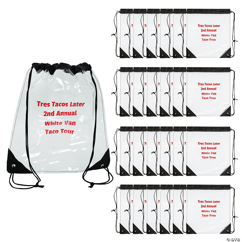 14" x 16" Large Personalized Transparent Drawstring Bags - 48 Pc. Image Thumbnail
