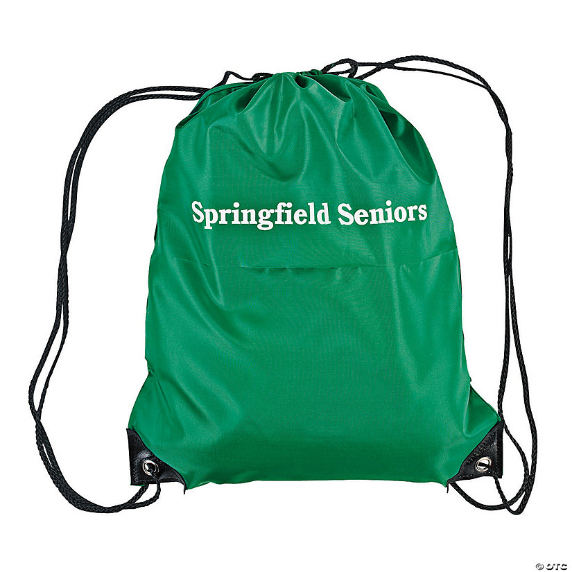 14" x 18" Personalized Large Green Drawstring Bags - 12 Pc. Image