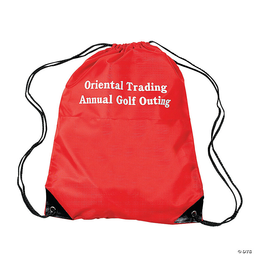 14" x 18" Personalized Large Red Nylon Drawstring Bags - 12 Pc. Image Thumbnail
