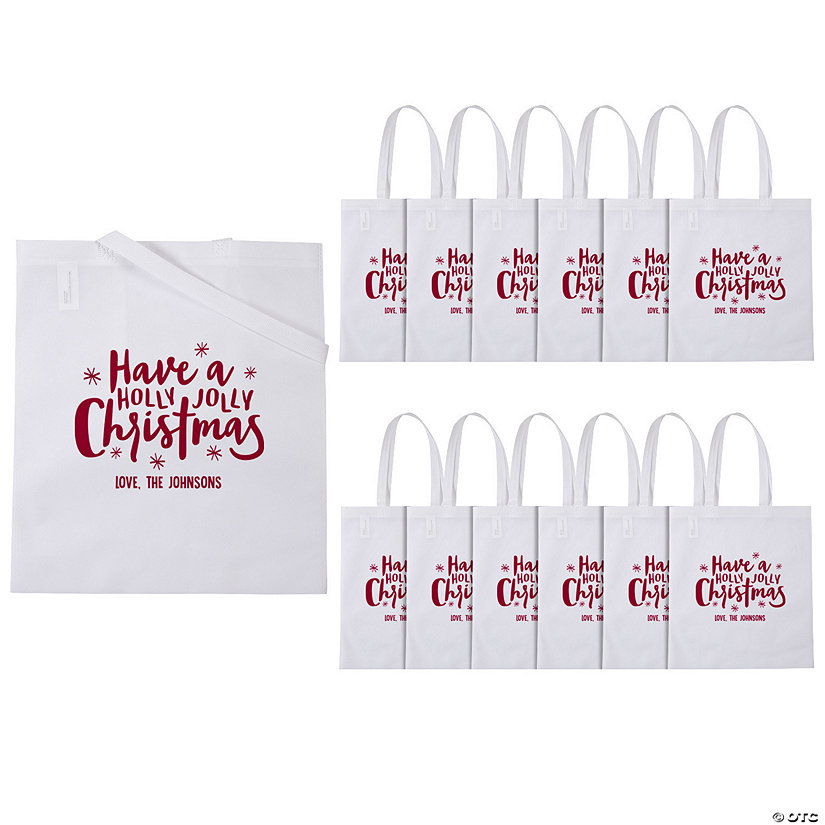 15 1/2" x 15 1/2" Personalized Large Nonwoven Holiday Snowflake Tote Bags - 48 Pc. Image Thumbnail