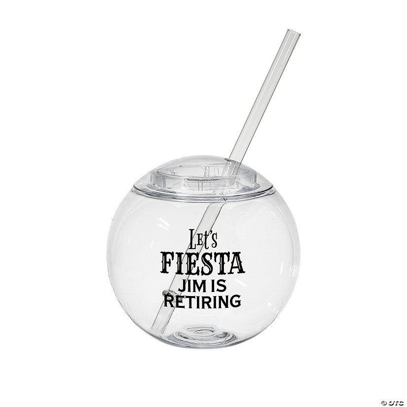 15 oz. Personalized Let's Fiesta Clear Round Reusable Plastic Cups with Lids & Straws - 50 Ct. Image Thumbnail