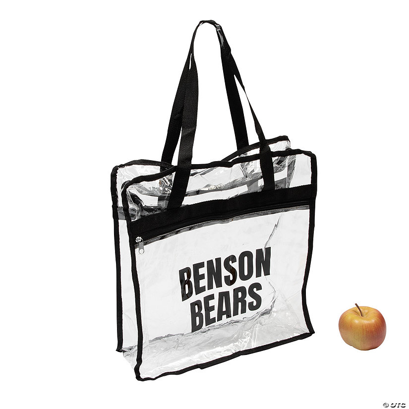 15" x 16" Personalized Large Clear Stadium Tote Bag with Black Trim Image