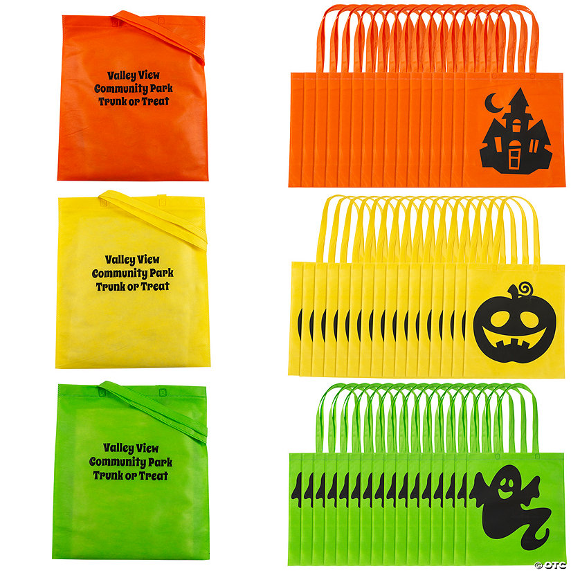 15" x 17" Bulk 48 Pc. Personalized Iconic Halloween Nonwoven Tote Bags Image Thumbnail