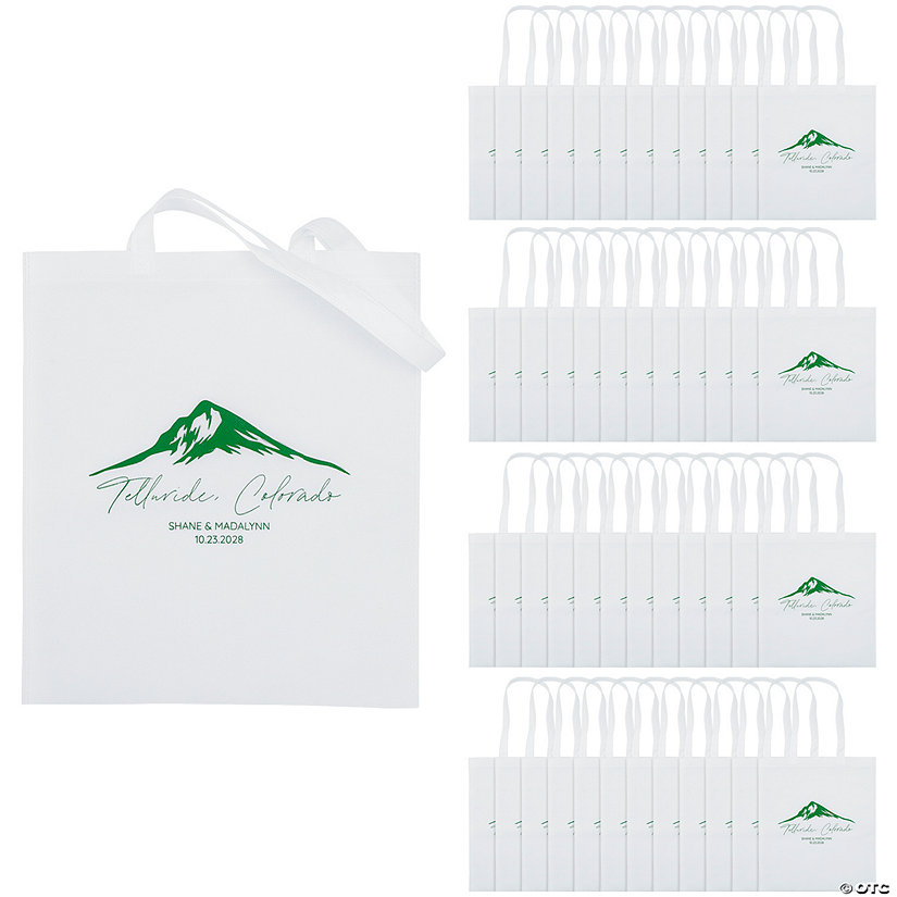 15" x 17" Bulk 48 Pc. Personalized Large Mountain Nonwoven Tote Bags Image Thumbnail