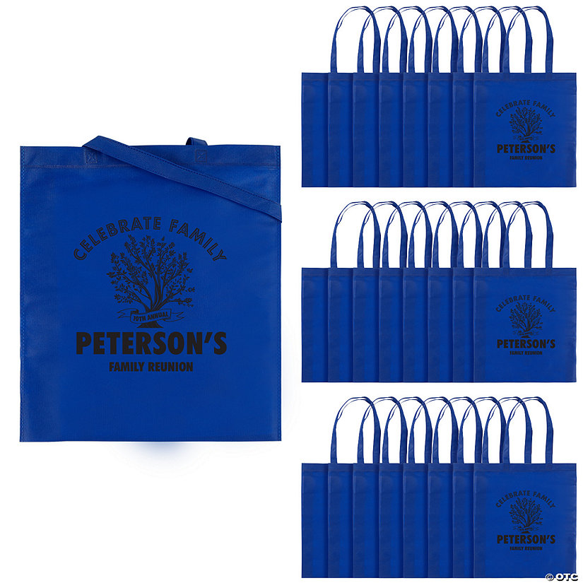 15" x 17" Personalized Large Blue Family Tree Nonwoven Tote Bags - 48 Pc. Image Thumbnail