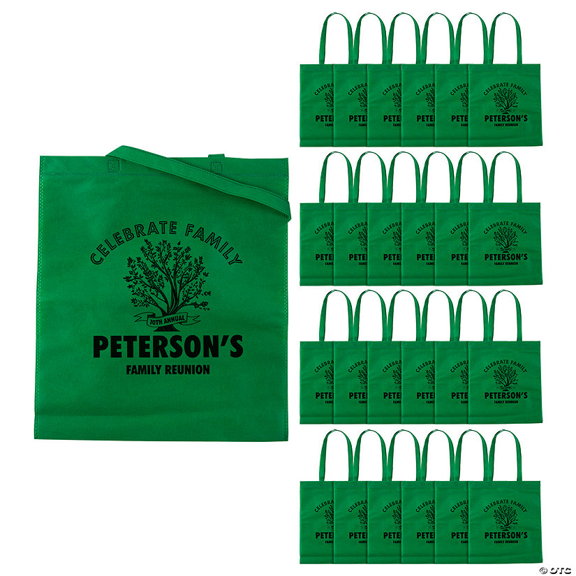 15" x 17" Personalized Large Green Family Tree Nonwoven Tote Bags - 48 Pc. Image Thumbnail