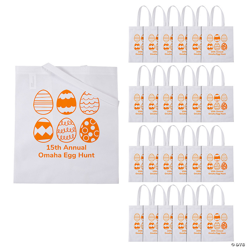 15" x 17" Personalized Large Nonwoven Easter Egg Hunt Tote Bags - 48 Pc. Image Thumbnail