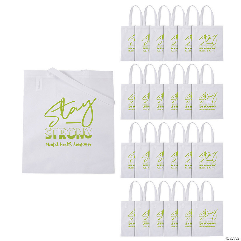 15" x 17" Personalized Large Stay Strong Awareness Ribbon Nonwoven Tote Bags - 48 Pc. Image Thumbnail