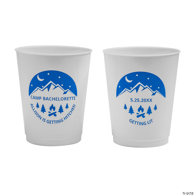 16 oz. Bulk 50 Ct. Personalized Camp Double-Sided Reusable Plastic Cups Image