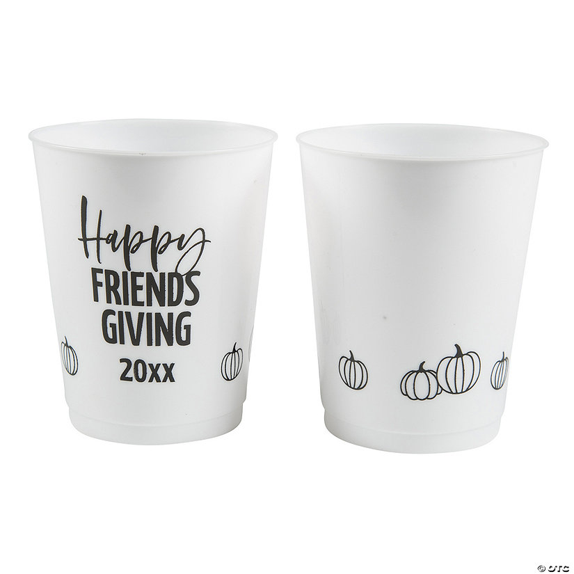 16 oz. Bulk 50 Ct. Personalized Fall Double-Sided White Reusable Plastic Cups Image