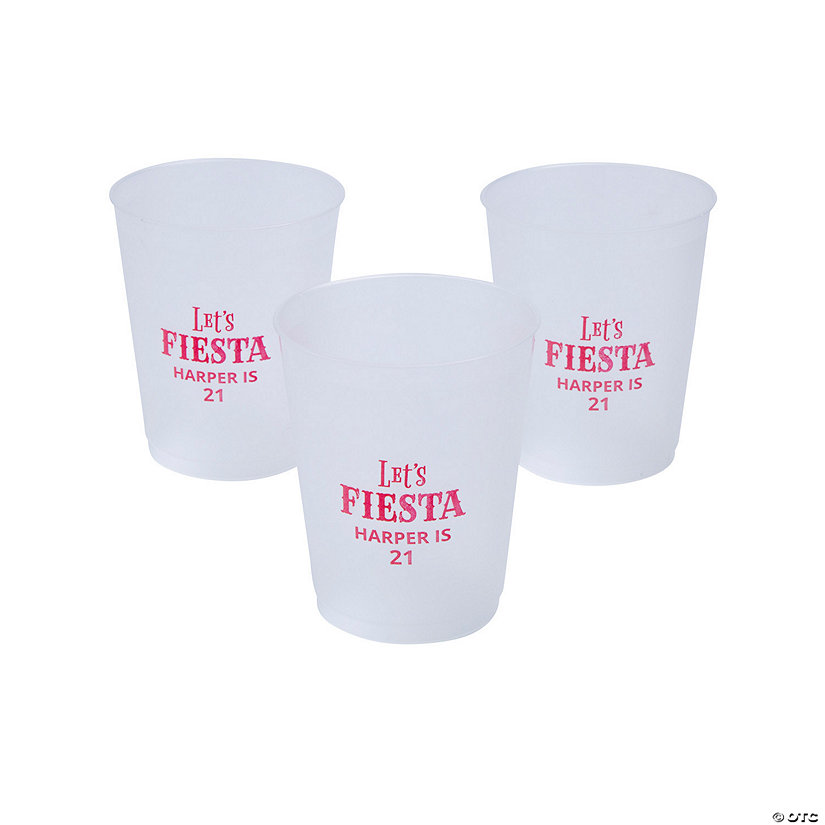 16 oz. Bulk 50 Ct. Personalized Fiesta Frosted Reusable Plastic Cups Image