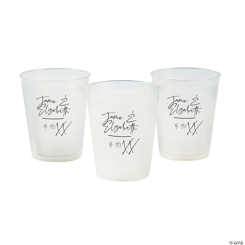 16 oz. Bulk 50 Ct. Personalized Names Frosted Reusable Plastic Cups Image