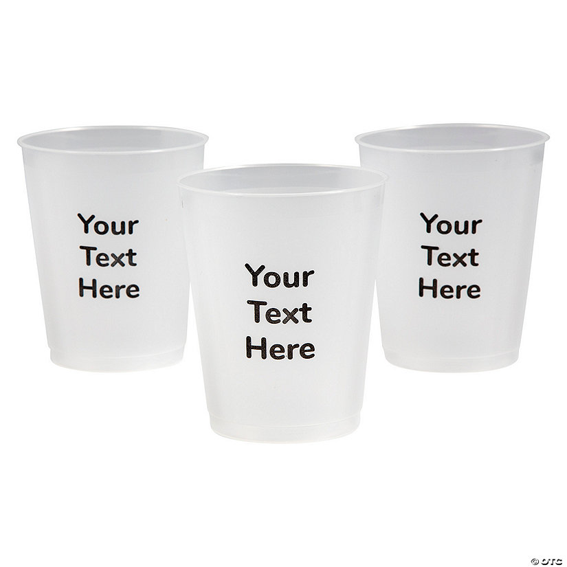 16 oz. Bulk 50 Ct. Personalized Open Text Frosted Reusable Plastic Cups Image Thumbnail