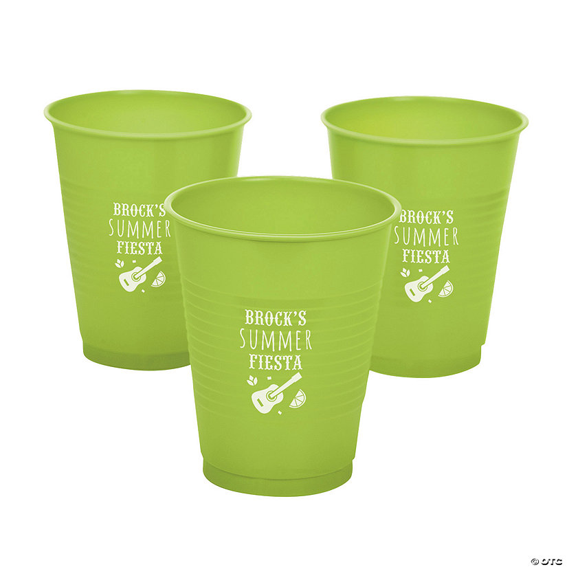 16 oz. Lime Green Personalized Fiesta Guitar Disposable Plastic Cups - 40 Ct. Image