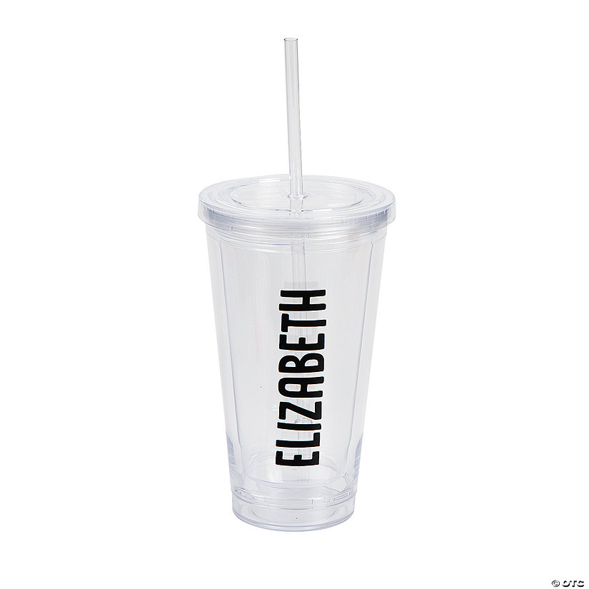 16 oz. Personalized Clear Acrylic Reusable Plastic Tumbler with Straw Image Thumbnail
