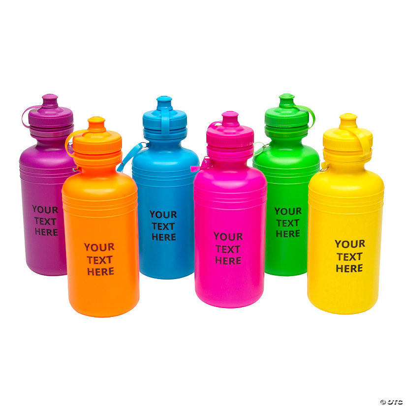 18 oz. Bulk 48 Ct. Personalized Neon Plastic Water Bottles Image Thumbnail