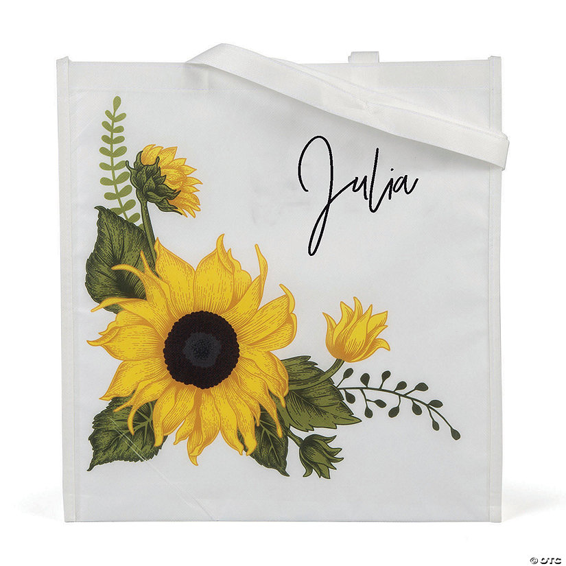 18" x 20" Medium Personalized Sunflower Tote Bag Image