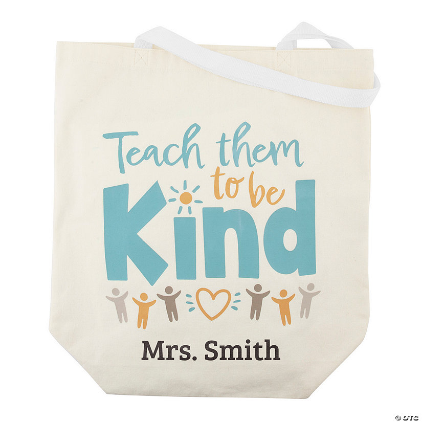 18" x 20" Personalized Large Teach Them Kindness Canvas Tote Bag Image Thumbnail