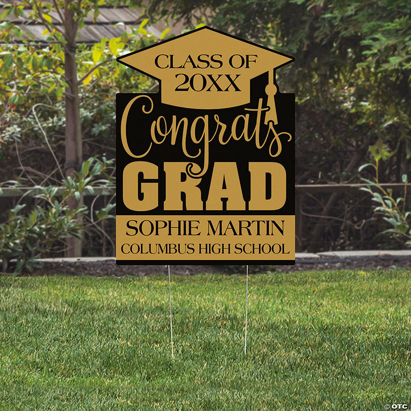 18" x 24" Personalized Congrats Grad Class Year Corrugated Plastic Yard Sign Image Thumbnail