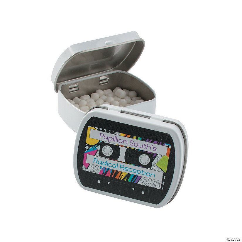 2 1/2" 11 oz. Personalized Retro Cassette Tape Mint Tins - 24 Pc. Image Thumbnail