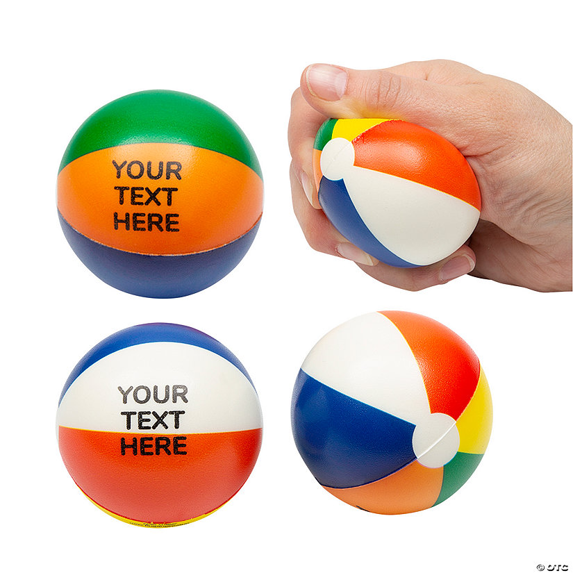 2 1/2" Bulk 48 Pc. Personalized Beach Multicolor Foam Stress Balls Image