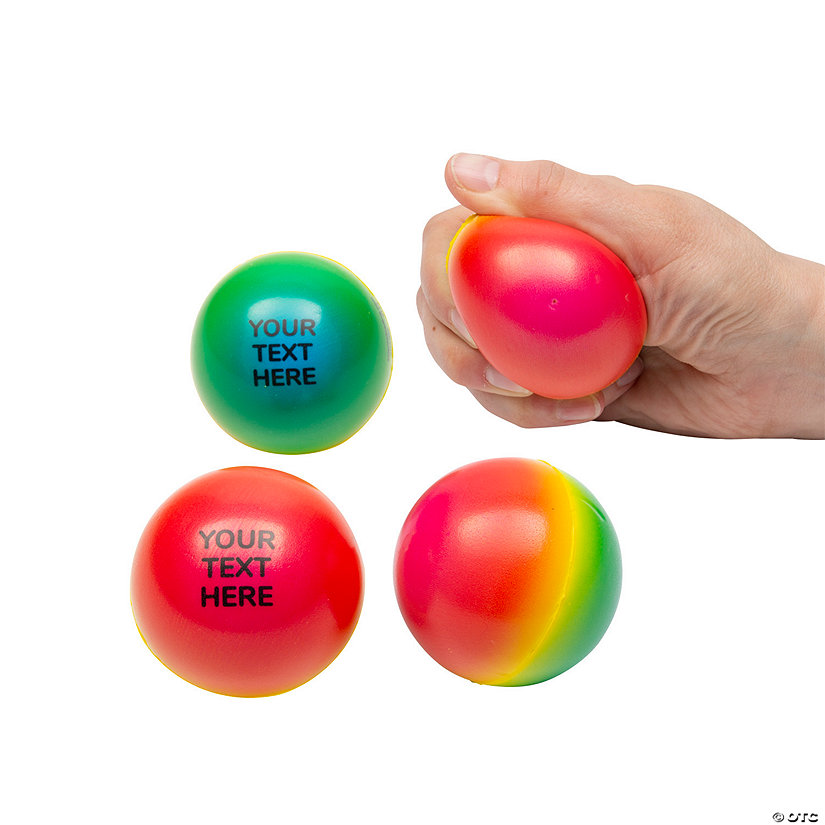 2 1/2" Bulk 48 Pc. Personalized Rainbow Fade Foam Stress Balls Image Thumbnail