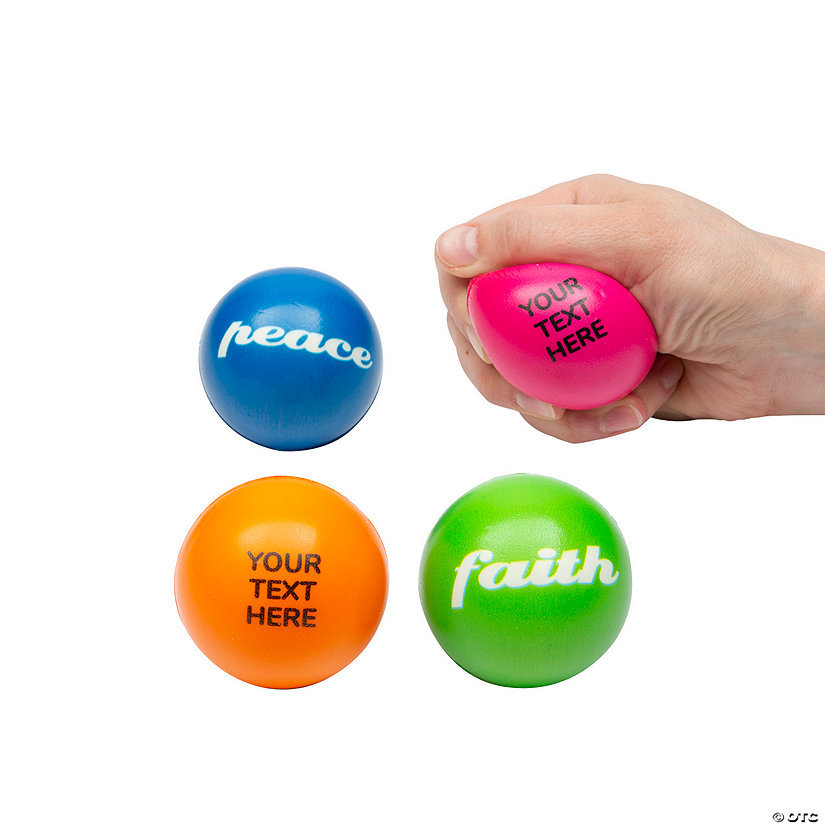 2 1/2" Bulk 48 Pc. Personalized Religious Inspirational Foam Stress Balls Image Thumbnail
