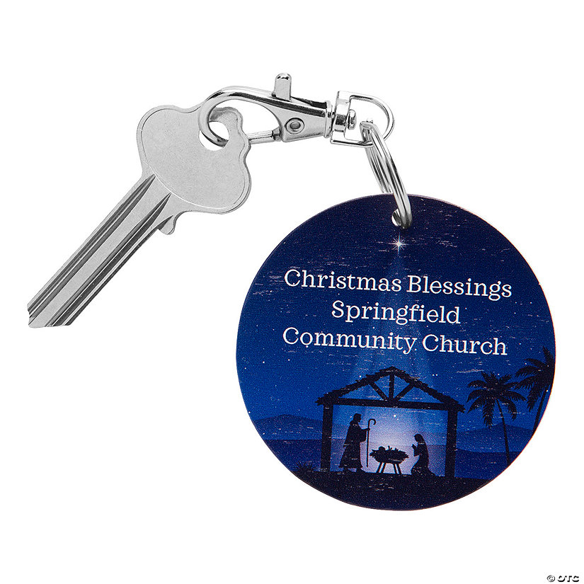 2 1/2" Personalized Religious Nativity Scene Christmas Keychains - 24 Pc. Image