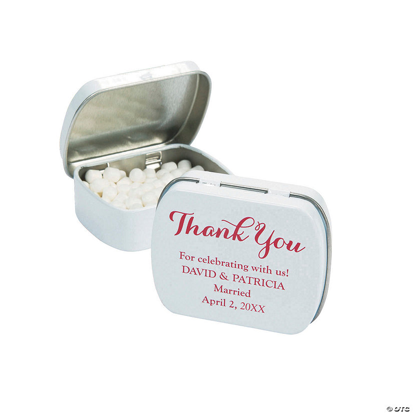 2 1/2" Personalized Thank You Mint Candy Metal Tins - 24 Pc. Image Thumbnail