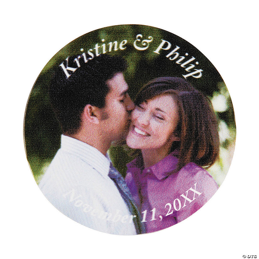 2" Bulk 144 Pc. Personalized Custom Photo Wedding Paper Favor Stickers Image Thumbnail