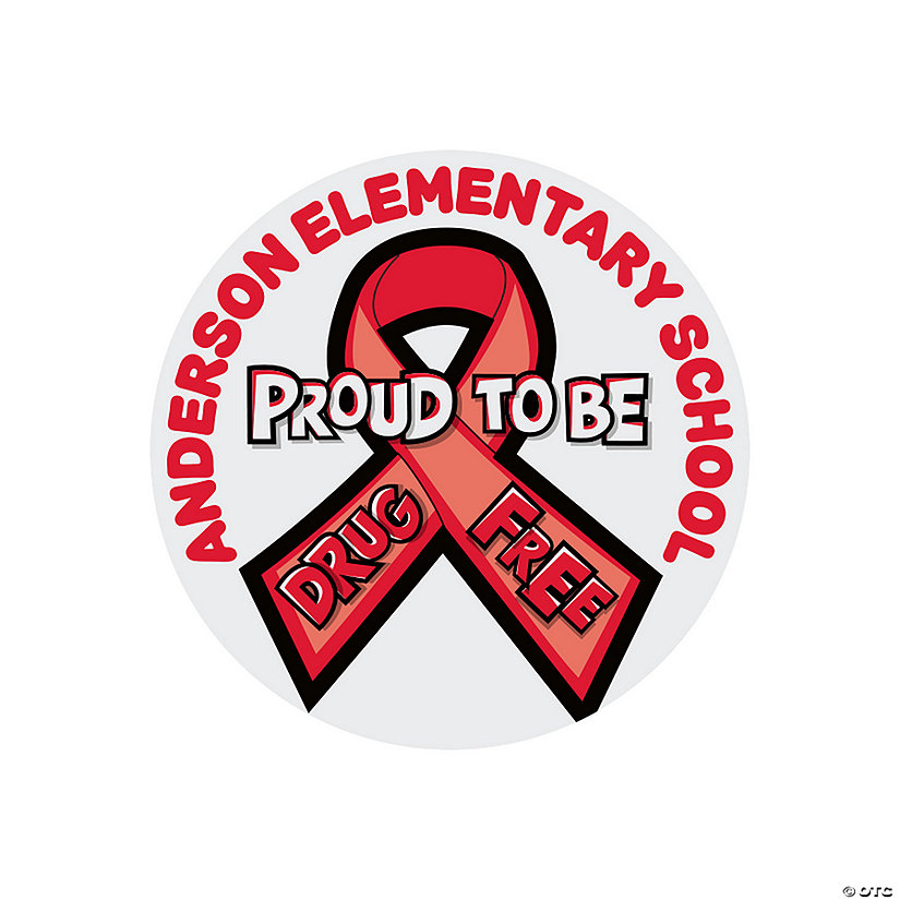 2" diam. Bulk 144 Pc. Personalized Red Ribbon Week Vinyl Stickers Image Thumbnail